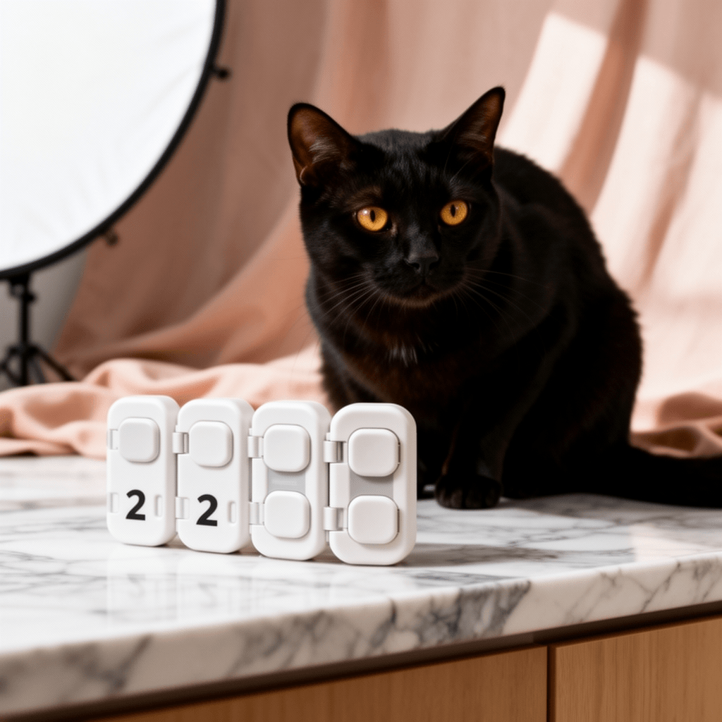 2 Pack Magnetic Cabinet Locks Baby Proofing Child Safety with cat - professional product lifestyle photo