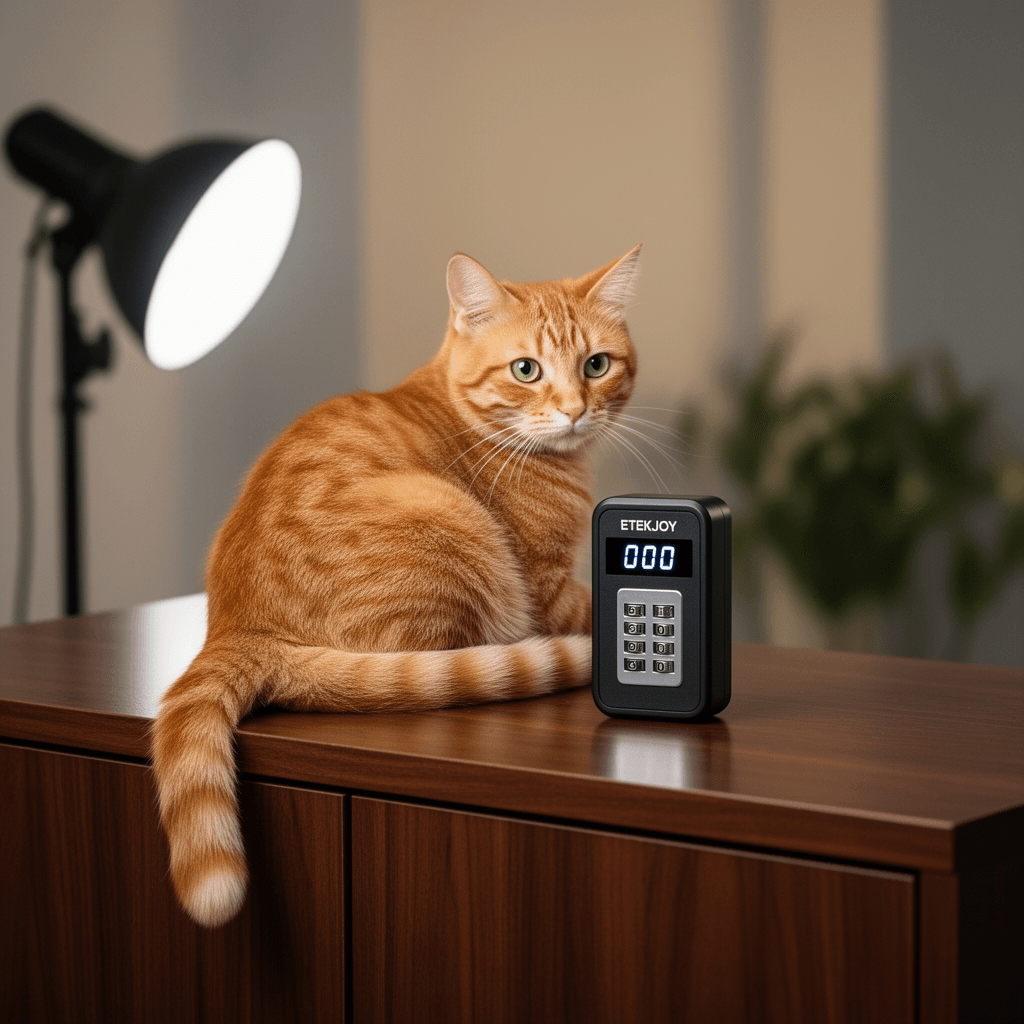 ETEKJOY Keyless Cabinet Lock 3-Digit Combination for with cat - professional product lifestyle photo