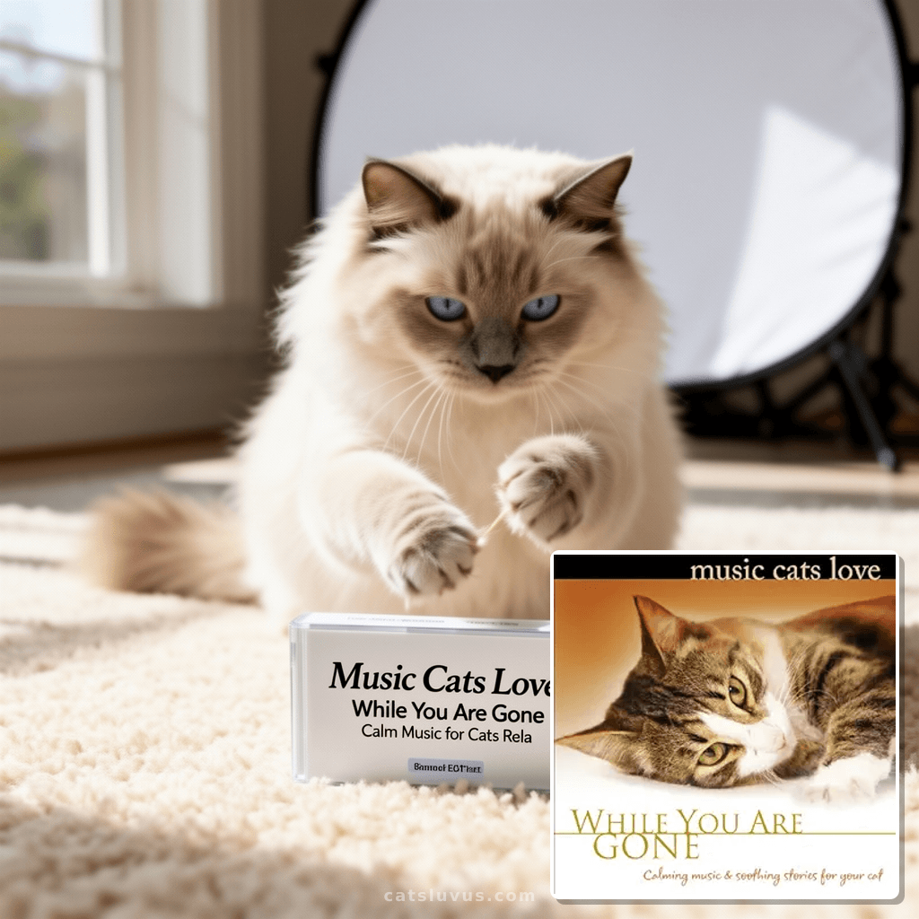 Music Cats Love: While You Are Gone Calm Music for Cats Rela with cat - professional product lifestyle photo