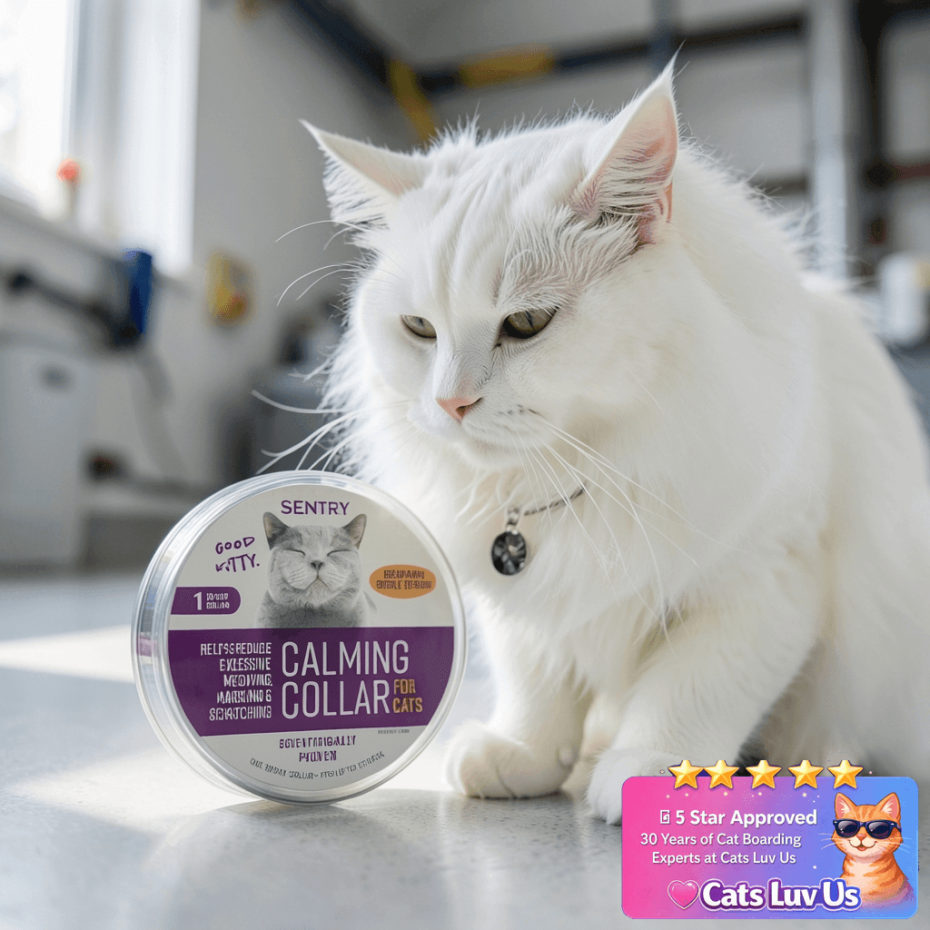 Sentry Calming Collar for Cats with cat - professional product lifestyle photo