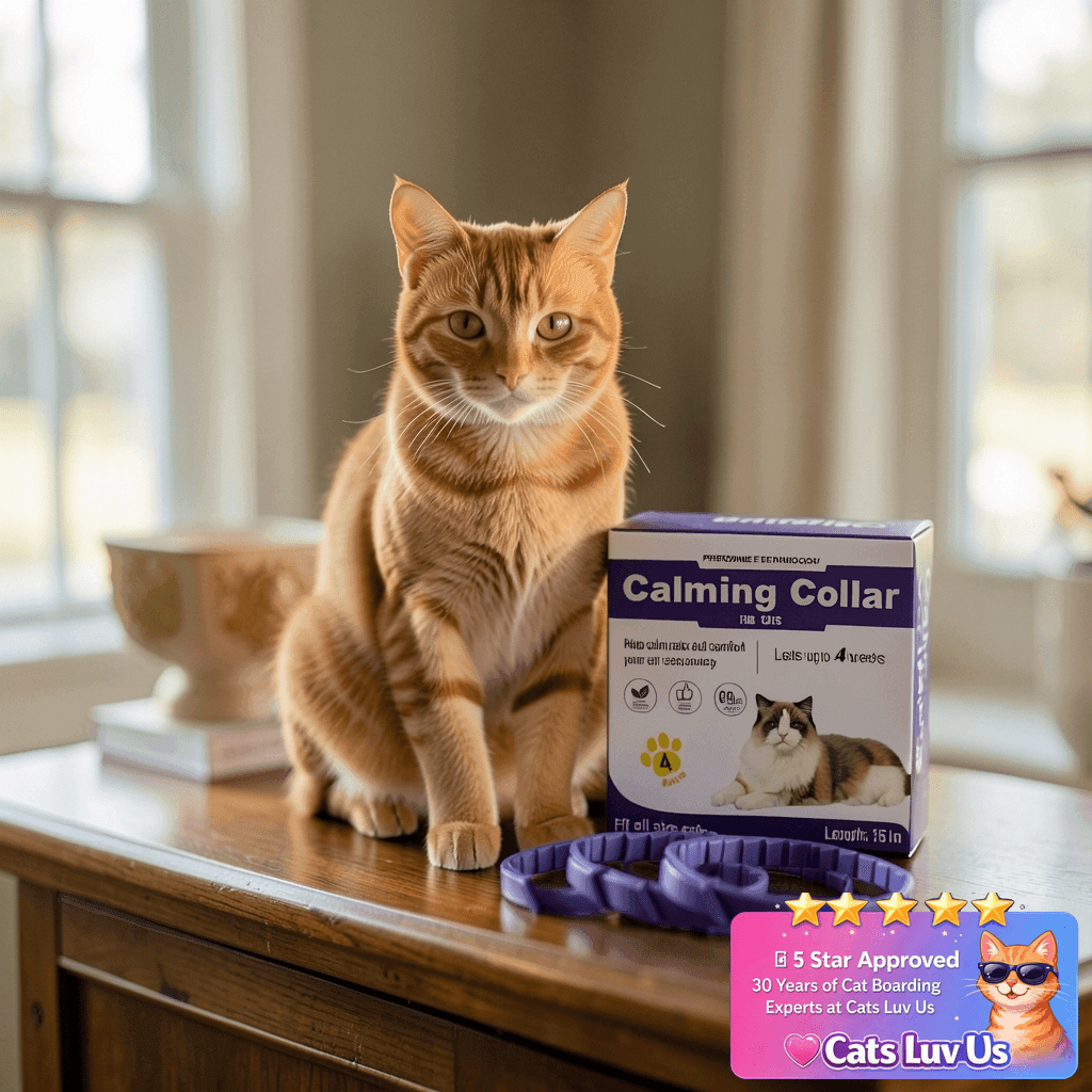 Cat Calming Collar with cat - professional product lifestyle photo