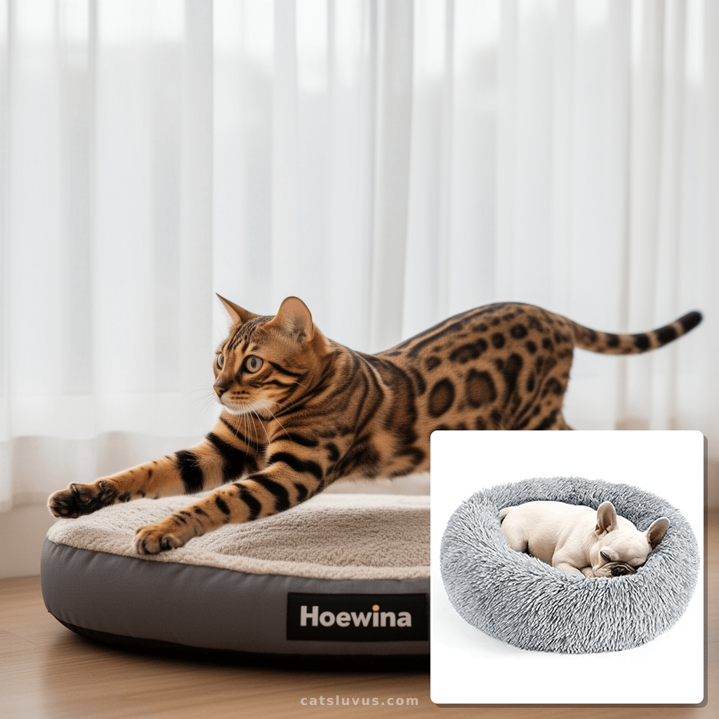 Hoewina Dog & Cat Bed for Indoor Cats with cat - professional product lifestyle photo