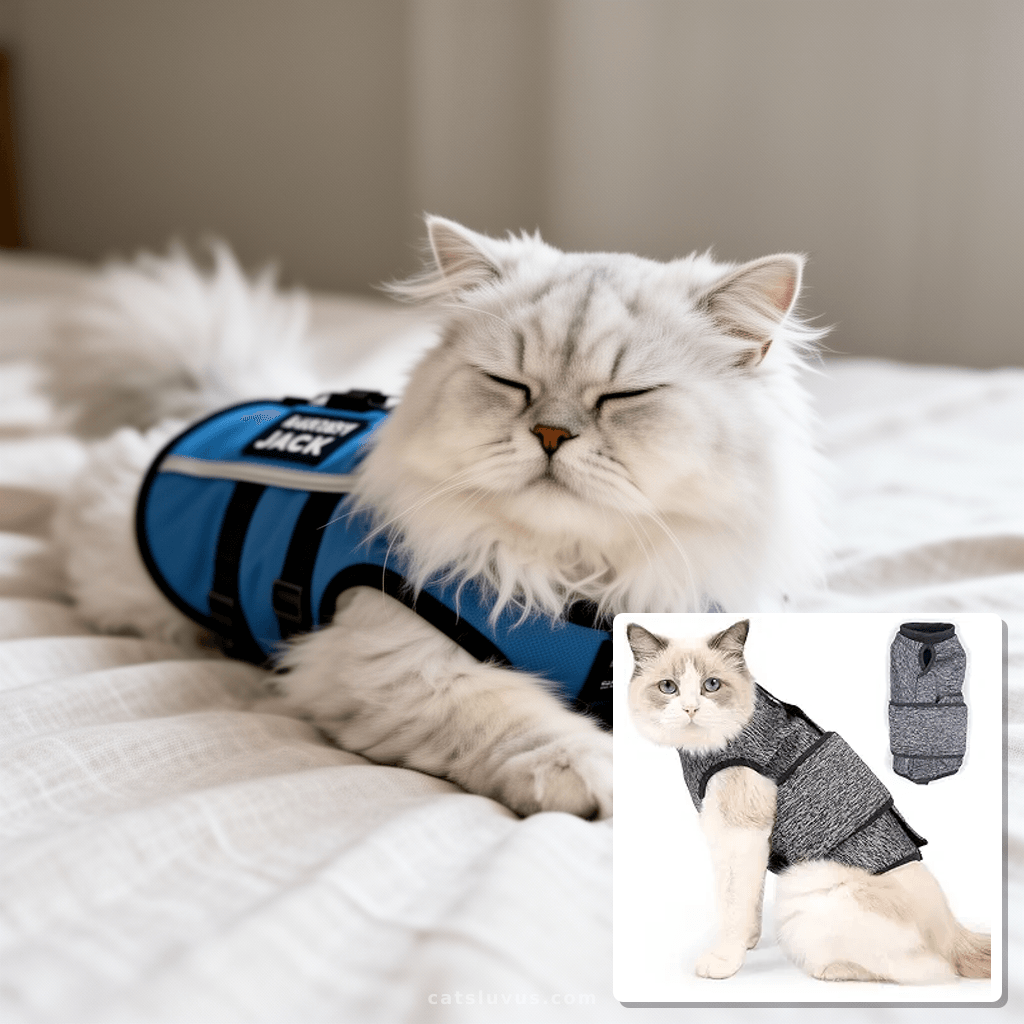 Pet Anxiety Jacket with cat - professional product lifestyle photo