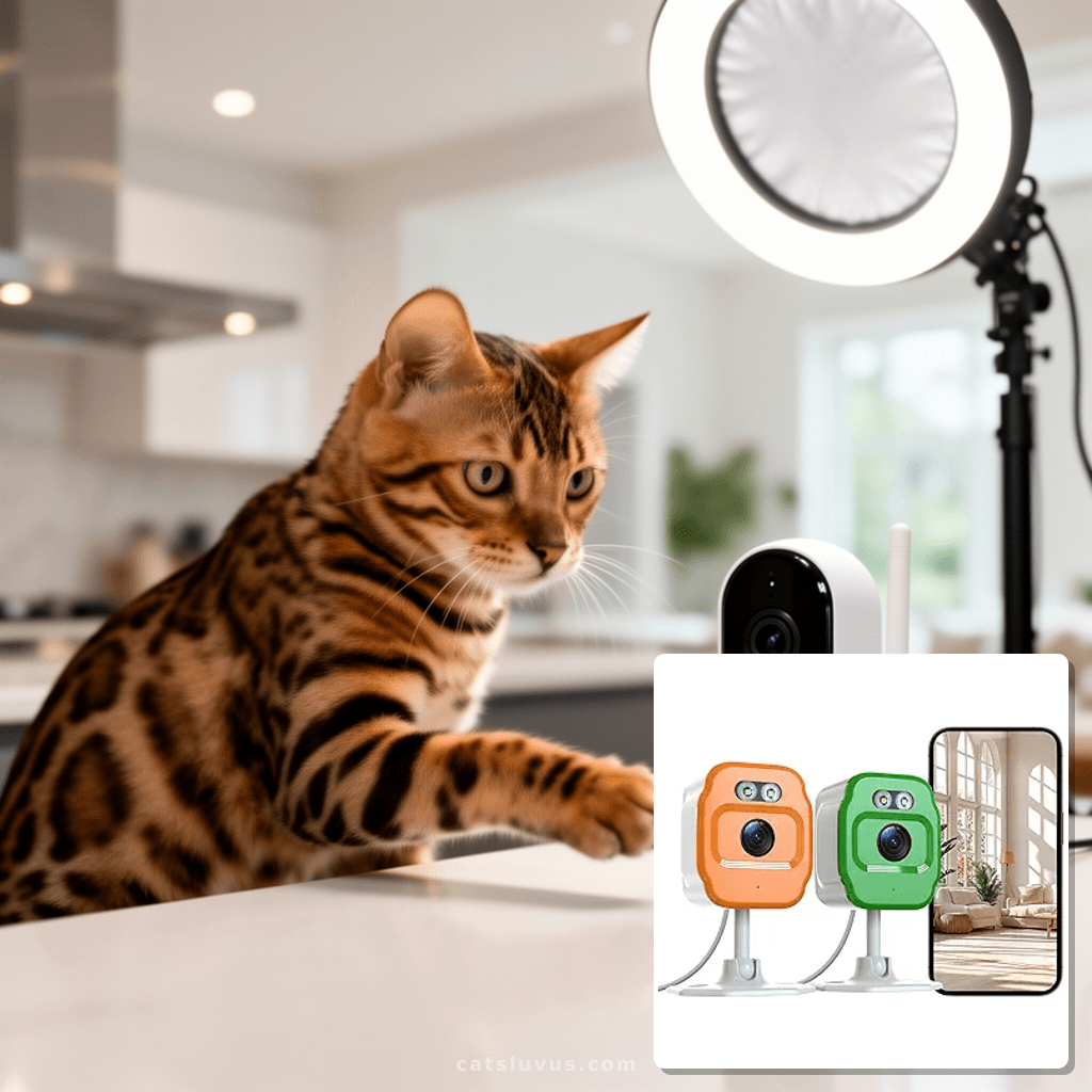 2Pcs 1080P WiFi Security Cameras with cat - professional product lifestyle photo