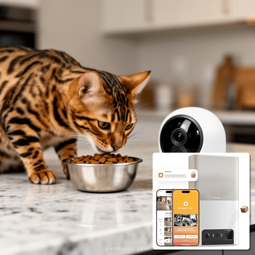Petcube Bites 2 Lite Interactive WiFi Pet Monitoring Camera with cat - professional product lifestyle photo