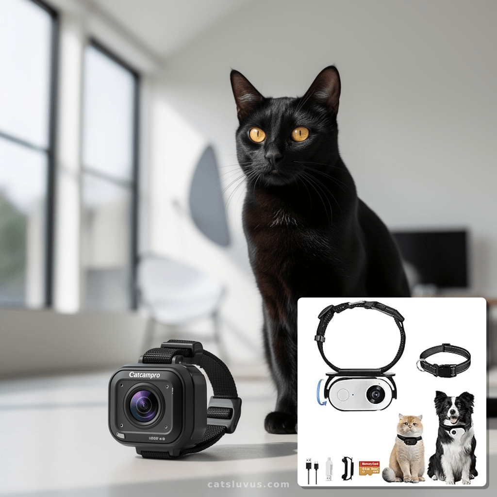 Cat Camera Collar Catcampro™ POV 4 Hour 1080p HD Video with cat - professional product lifestyle photo