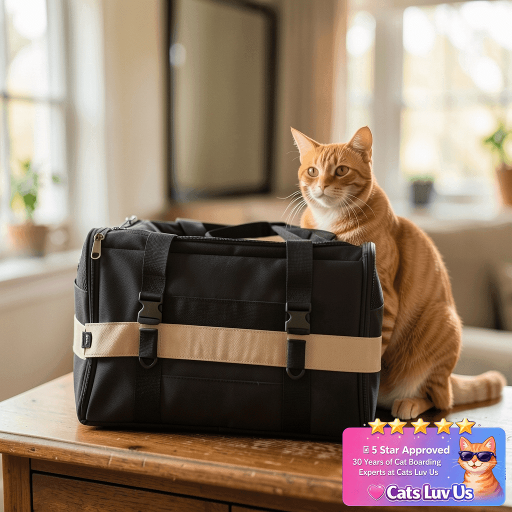 PETSFIT Soft-Sided Cat Carrier with Patented Safety Buckles with cat - professional product lifestyle photo