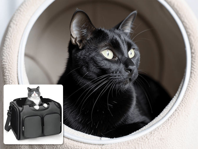 Cat owner reviewing cat carriers for air travel for kittens options for their pet in 2026