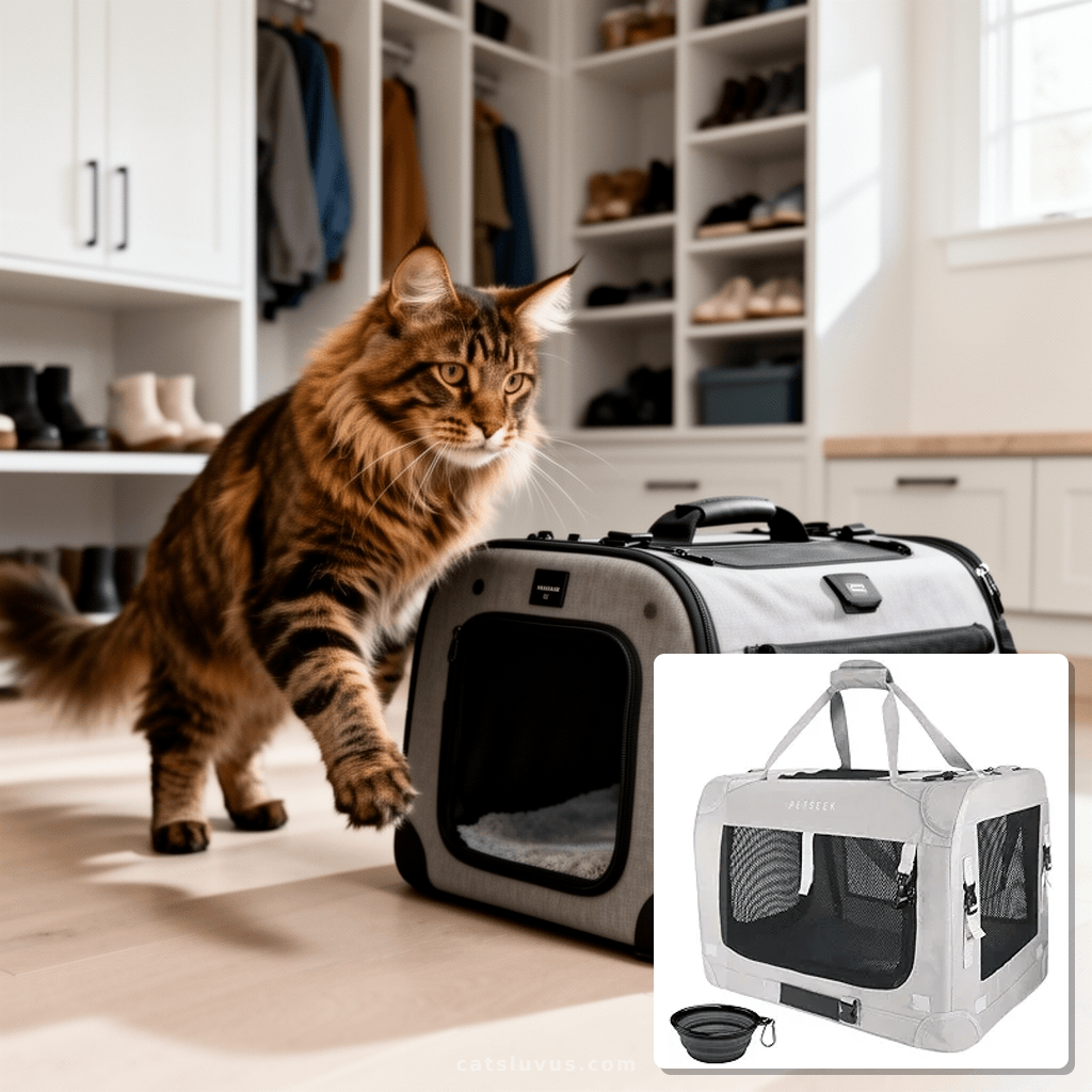 Extra Large Cat Carrier Soft Sided with cat - professional product lifestyle photo