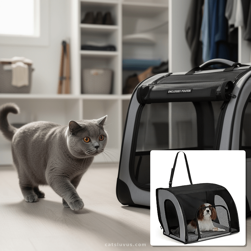 K&H Pet Products Enclosed Dog Car Seat with cat - professional product lifestyle photo