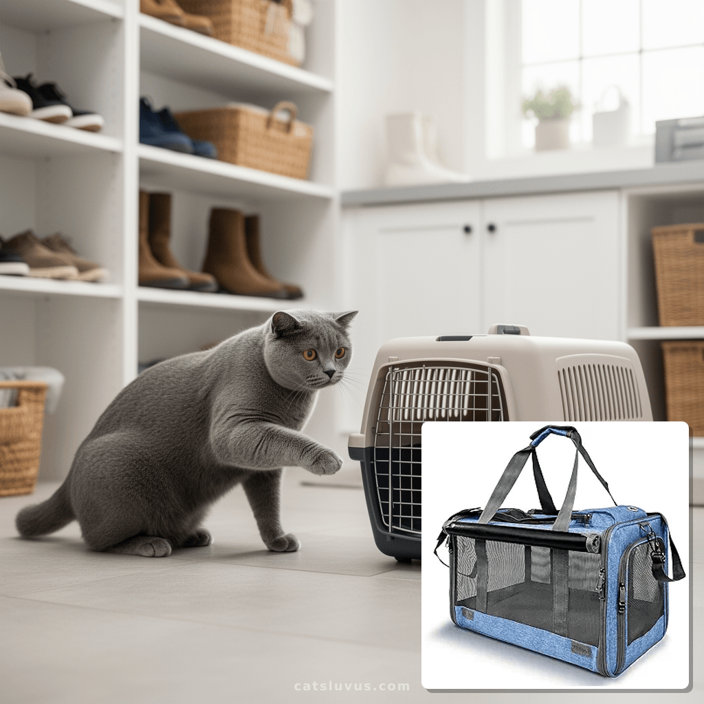 Pet Carrier for Large and Medium Cats with cat - professional product lifestyle photo