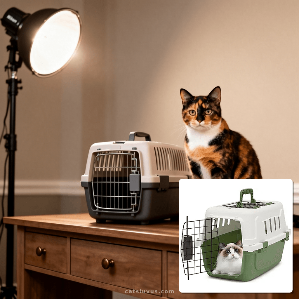 Athena Collection 18" Hard-Sided Travel Pet Carrier for with cat - professional product lifestyle photo