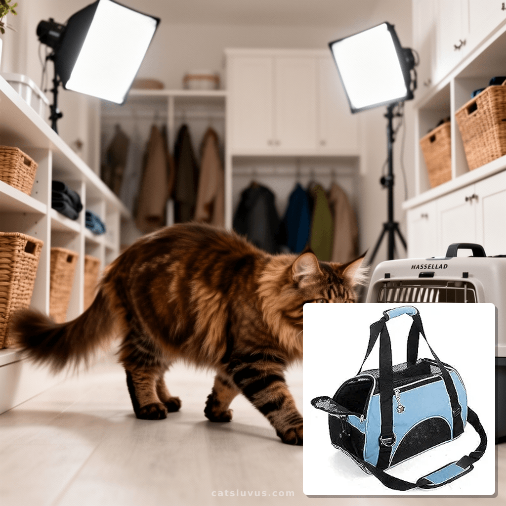 Cat Carrier with cat - professional product lifestyle photo