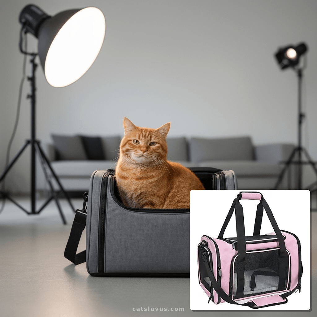 Soft Sided Carrier for Small Medium Cats Dogs with cat - professional product lifestyle photo
