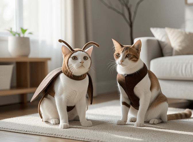 Cat owner reviewing cat clothes & costumes on amazon options for their pet in 2026