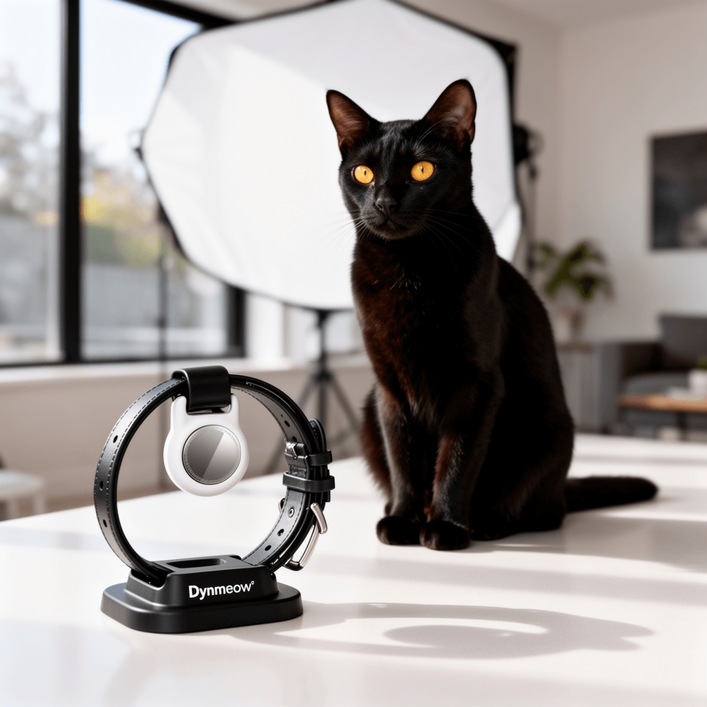 Dynmeow Dog Cat Collar Holder Compatible with Airtag with cat - professional product lifestyle photo