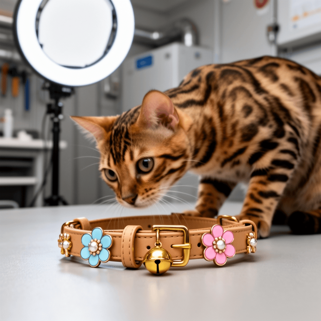 3 PCS Kitten Collar with Bell Cat Collar with Flower Charms with cat - professional product lifestyle photo