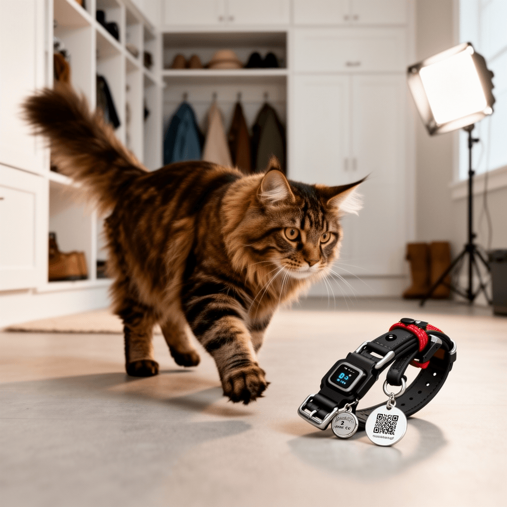 2 Pack Smart Safety Breakaway Cat Collar | QR Code Tag with cat - professional product lifestyle photo