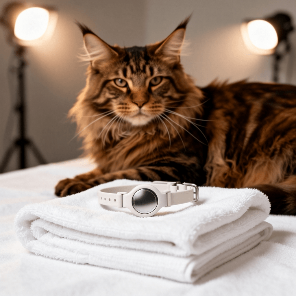 Airtag Cat Collar Breakaway with cat - professional product lifestyle photo