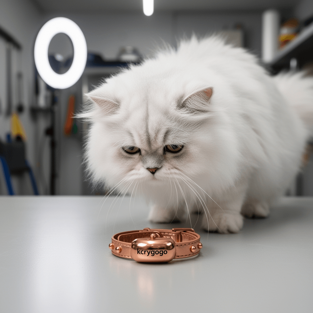 kcrygogo Copper Collar Bell for Small Pet with cat - professional product lifestyle photo