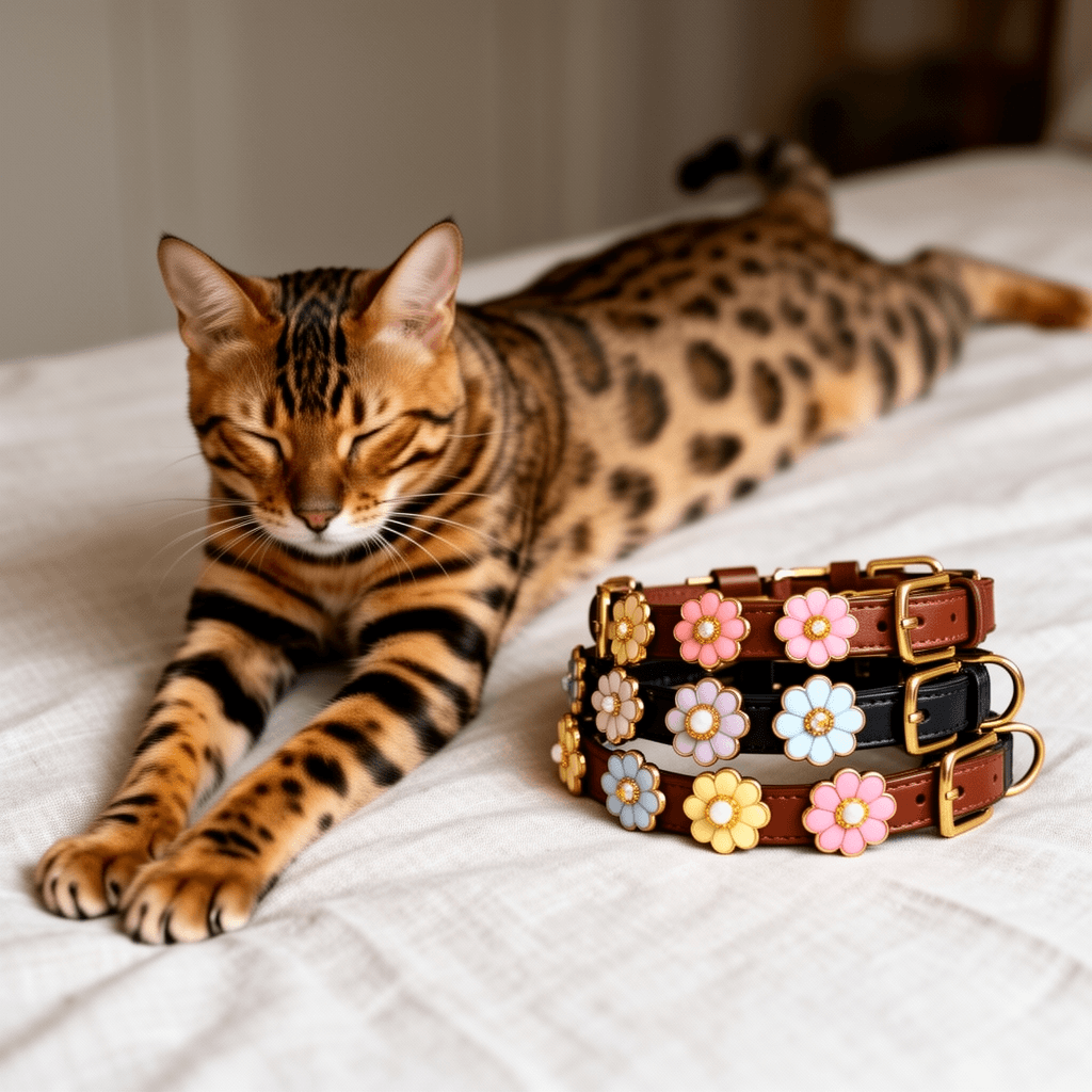 20 Pcs Dog Collar Flowers with cat - professional product lifestyle photo