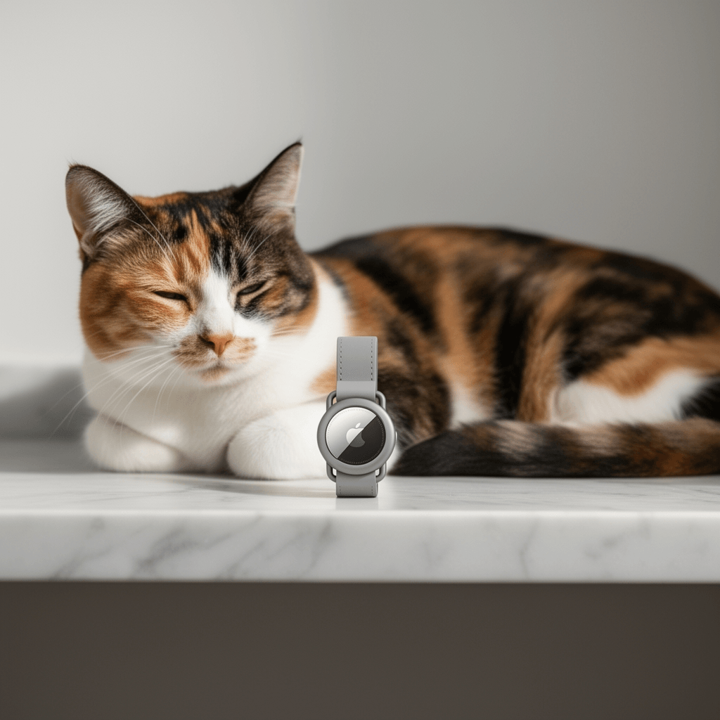 Airtag Cat Collar Breakaway with cat - professional product lifestyle photo