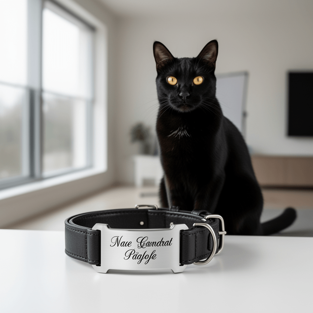 Personalized Cat Collar with Name Plate with cat - professional product lifestyle photo