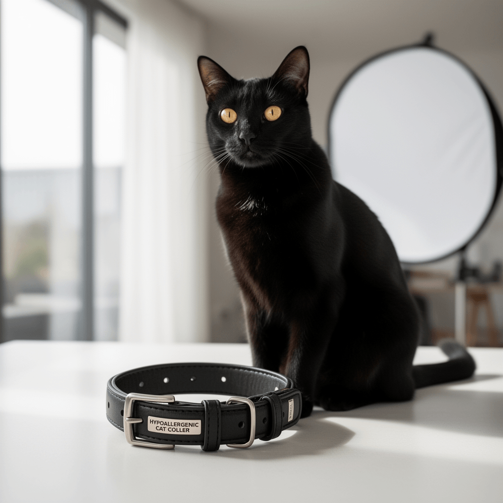 Hypoallergenic cat Collar with Breakaway Clasp with cat - professional product lifestyle photo