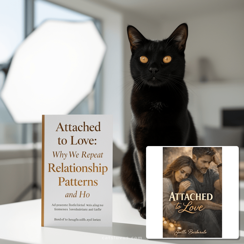 Attached to Love: Why We Repeat Relationship Patterns and Ho with cat - professional product lifestyle photo