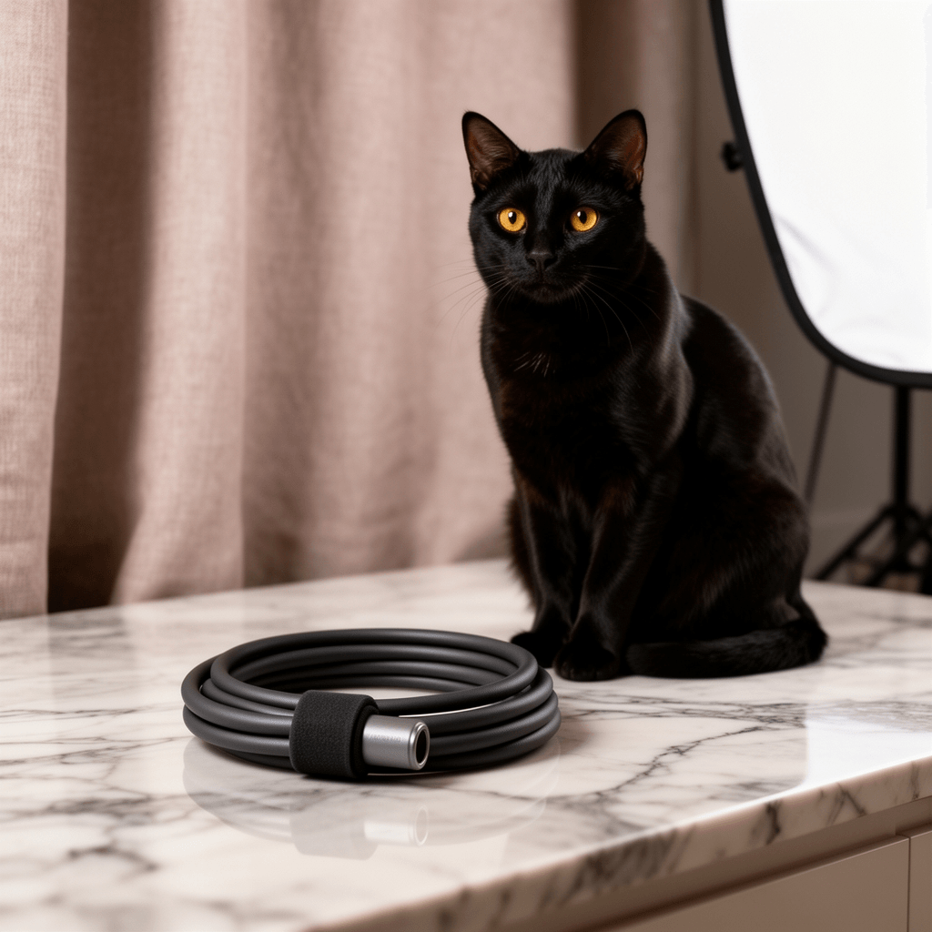 Dog and Cat Cord Protector 32.8ft Wire Protector Sleeve with cat - professional product lifestyle photo
