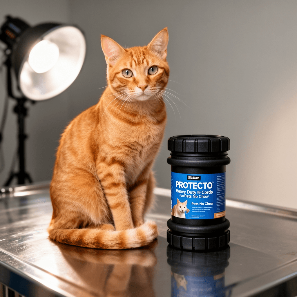 Pangda 30 ft Dog and Cat Cord Protector Flexible Cable with cat - professional product lifestyle photo