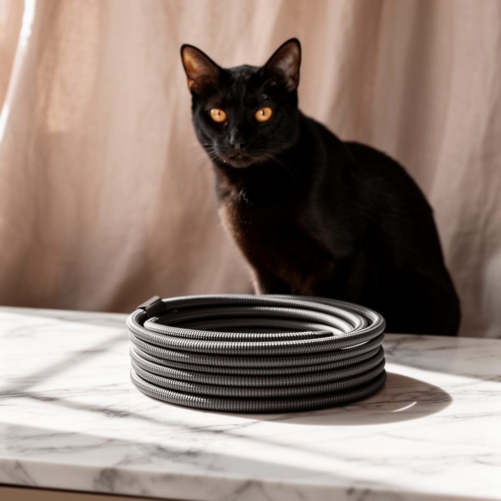 30 ft Dog Cat Cord Protector Electric Wires Covers Wire Loom with cat - professional product lifestyle photo
