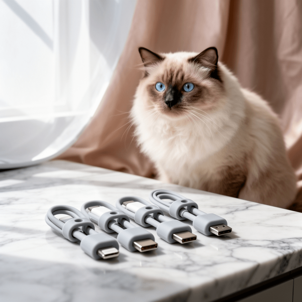 10 PCS Cartoon Silicone Charger Cable Protector Mobile Phone with cat - professional product lifestyle photo