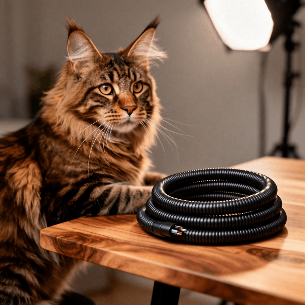 Spiral Wrap Cable Protector - 2.0" OD x 10' Pre-Cut Lengths with cat - professional product lifestyle photo