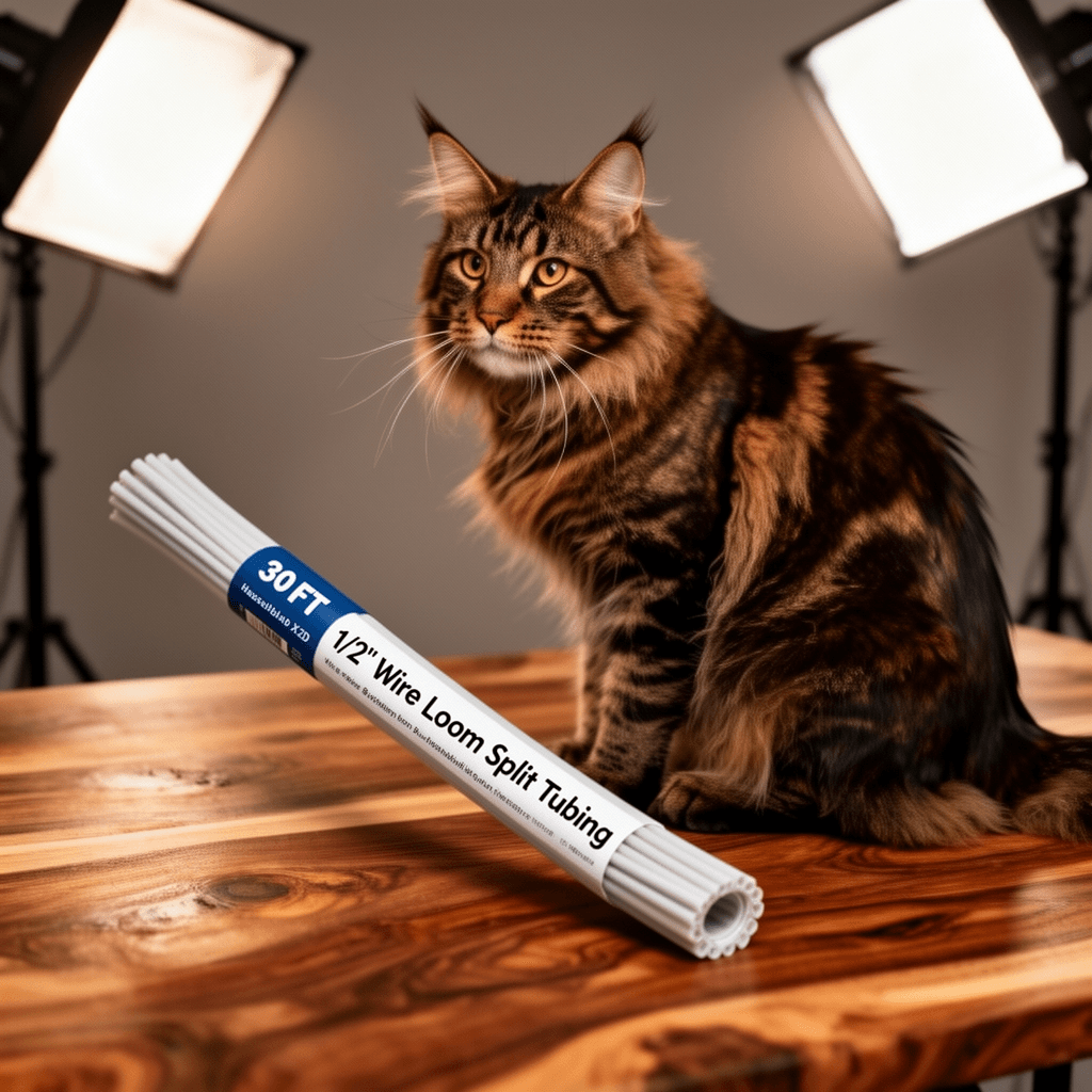 30 FT 1/2” Wire Loom Split Tubing with cat - professional product lifestyle photo