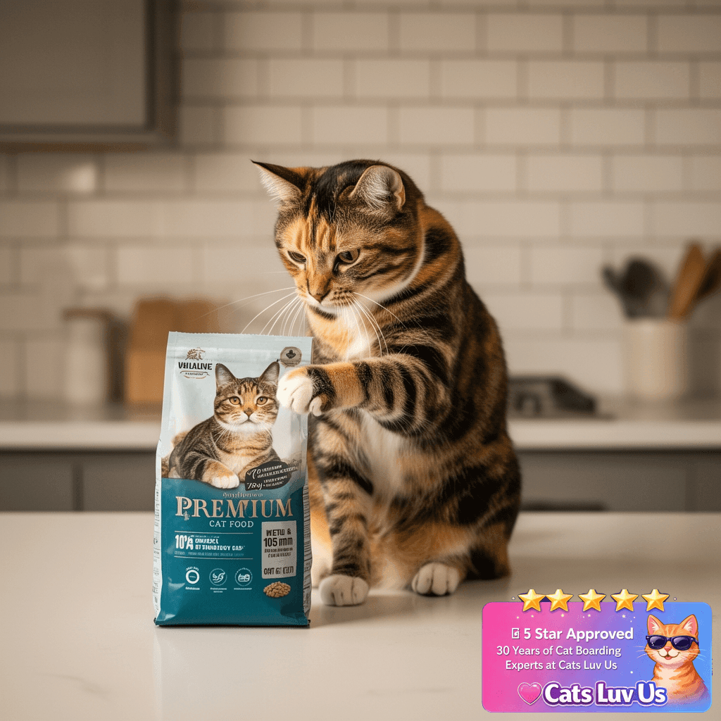 Minties Dental Treats for Cats with cat - professional product lifestyle photo