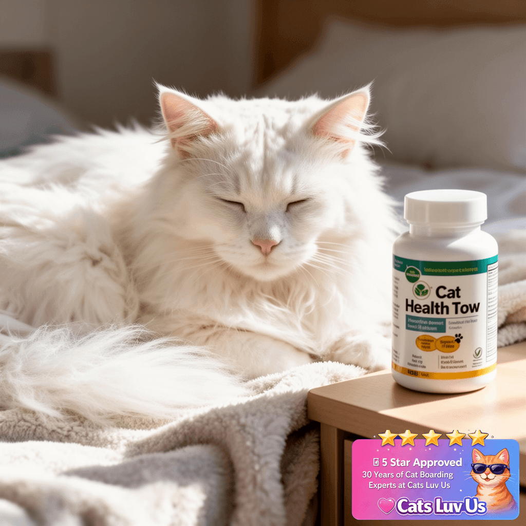 Catstages Dental Strawberry Teether with cat - professional product lifestyle photo