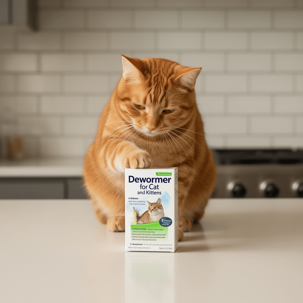 Dewormer for Cat and Kittens with cat - professional product lifestyle photo