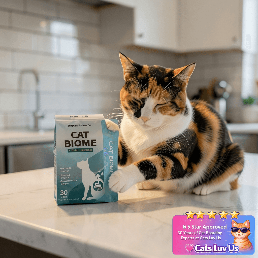 Doctor By Cat Biome Probiotics for cats Anti Diarrhea Feline with cat - professional product lifestyle photo