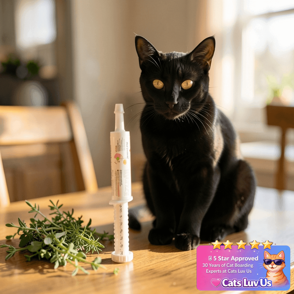 Pro-Pectalin Oral Paste for Dogs & Cats with cat - professional product lifestyle photo