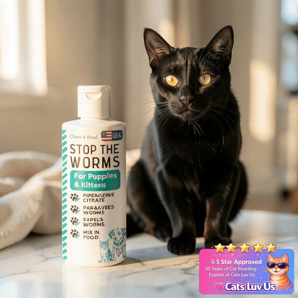 Dog and Cat Dewormer - 12 oz Wormer Liquid to Paralyze and with cat - professional product lifestyle photo