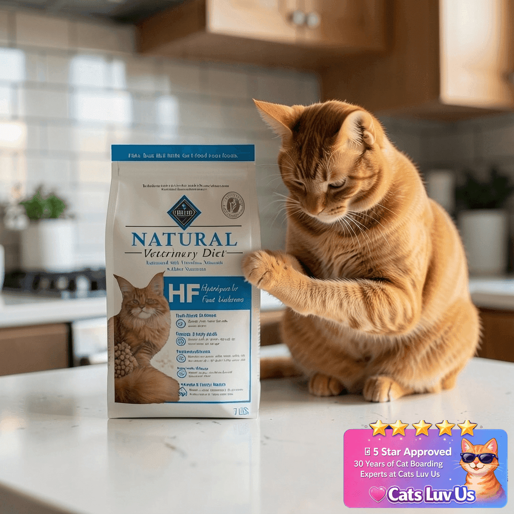 Blue Buffalo Natural Veterinary Diet HF Hydrolyzed for Food with cat - professional product lifestyle photo