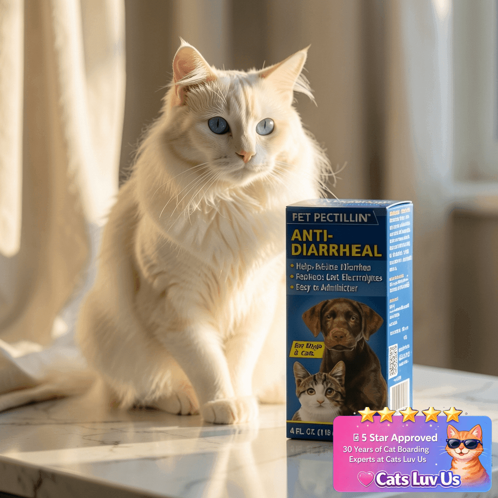 PetAg Pet Pectillin Anti-Diarrheal - 4 oz - Helps Relieve with cat - professional product lifestyle photo