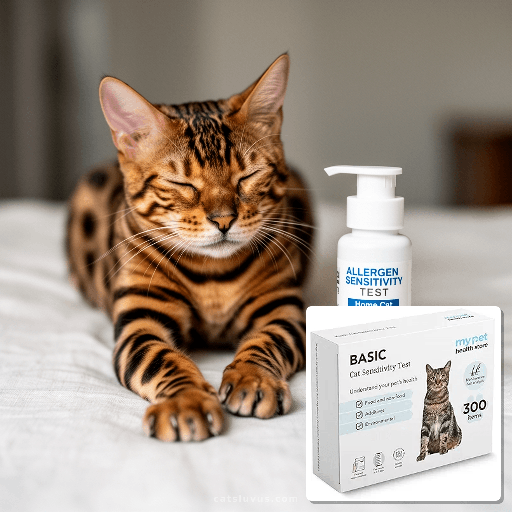 Allergen Sensitivity Test - Home Cat Allergen Test | 300 Ite with cat - professional product lifestyle photo