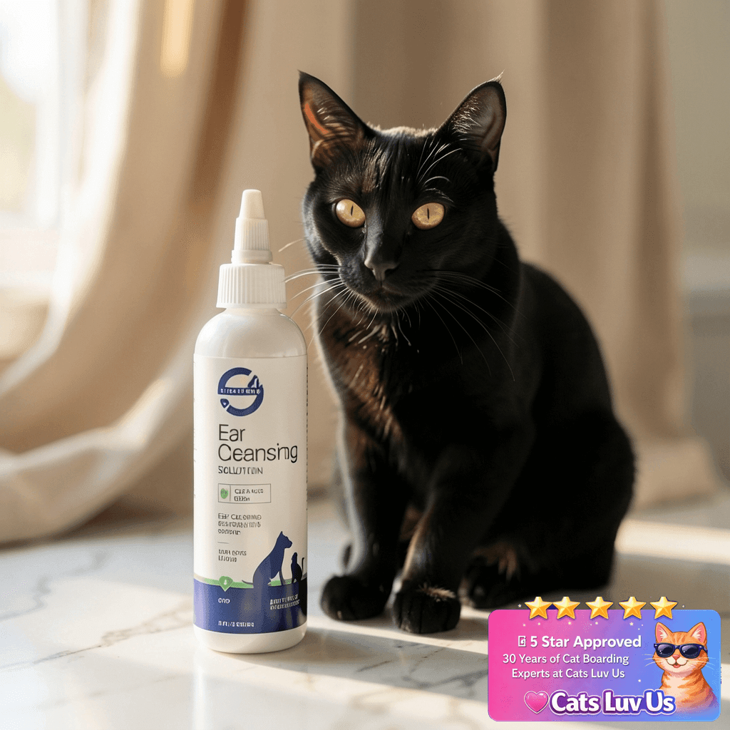 Stratford Pharmaceuticals Ear Cleaner & Drying Solution for with cat - professional product lifestyle photo