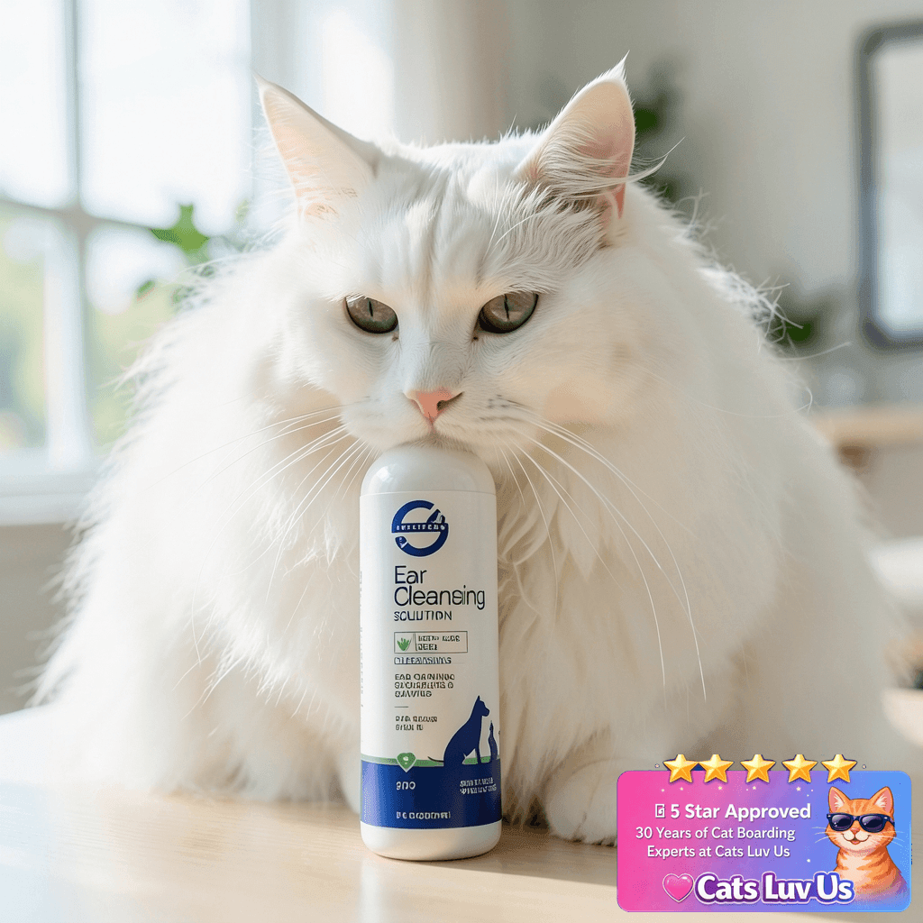 Stratford Pharmaceuticals Ear Cleaner & Drying Solution for with cat - professional product lifestyle photo
