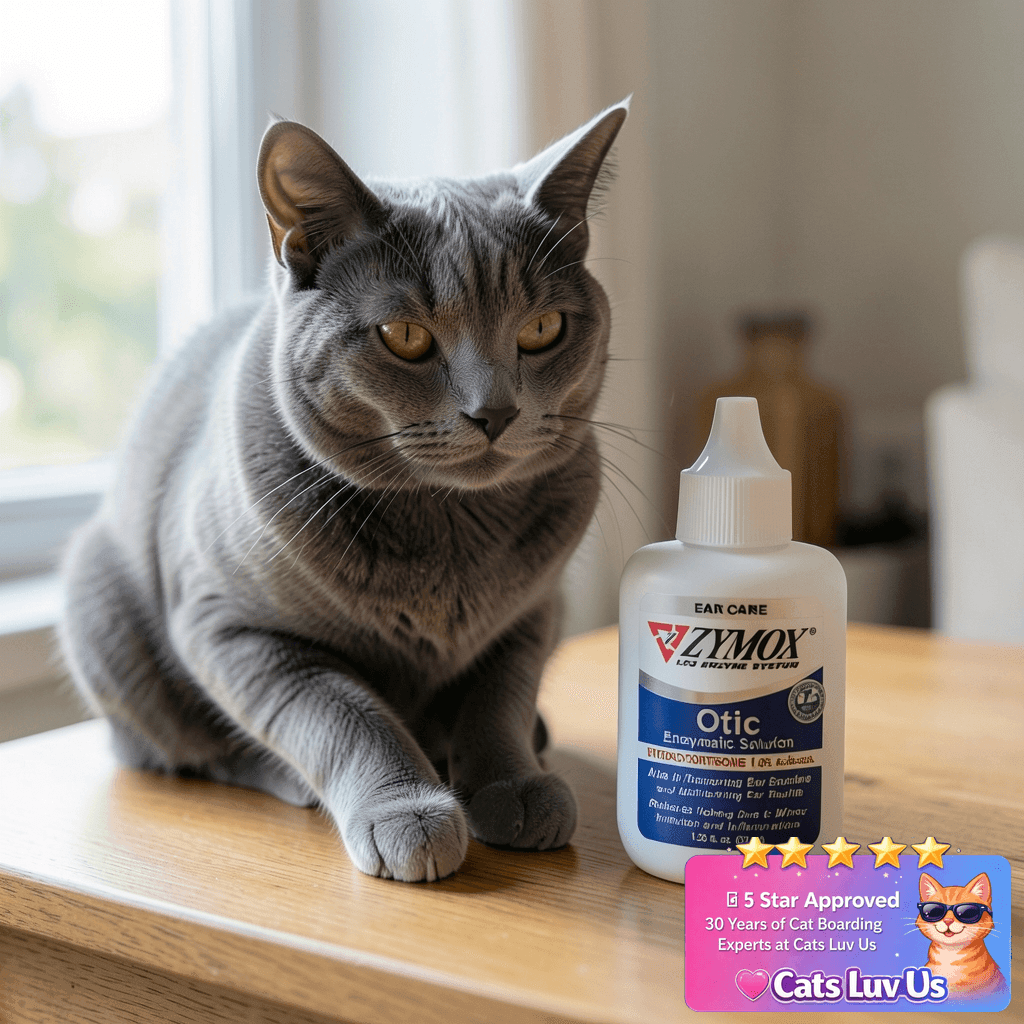 Zymox Otic Enzymatic Solution for Dogs and Cats to Soothe with cat - professional product lifestyle photo