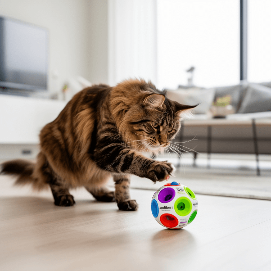 Andiker Cat Track Toy Balls with cat - professional product lifestyle photo