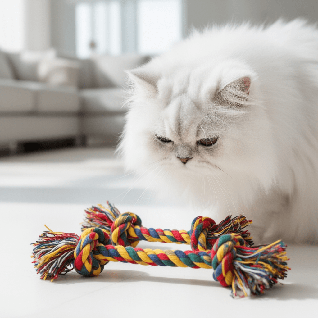 6 Pcs Cat Toys Chew Ropes with cat - professional product lifestyle photo