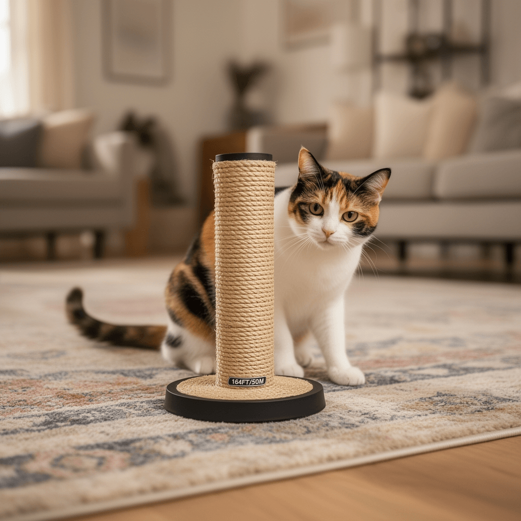 164FT/50M Cat Scratching Sisal Rope with cat - professional product lifestyle photo